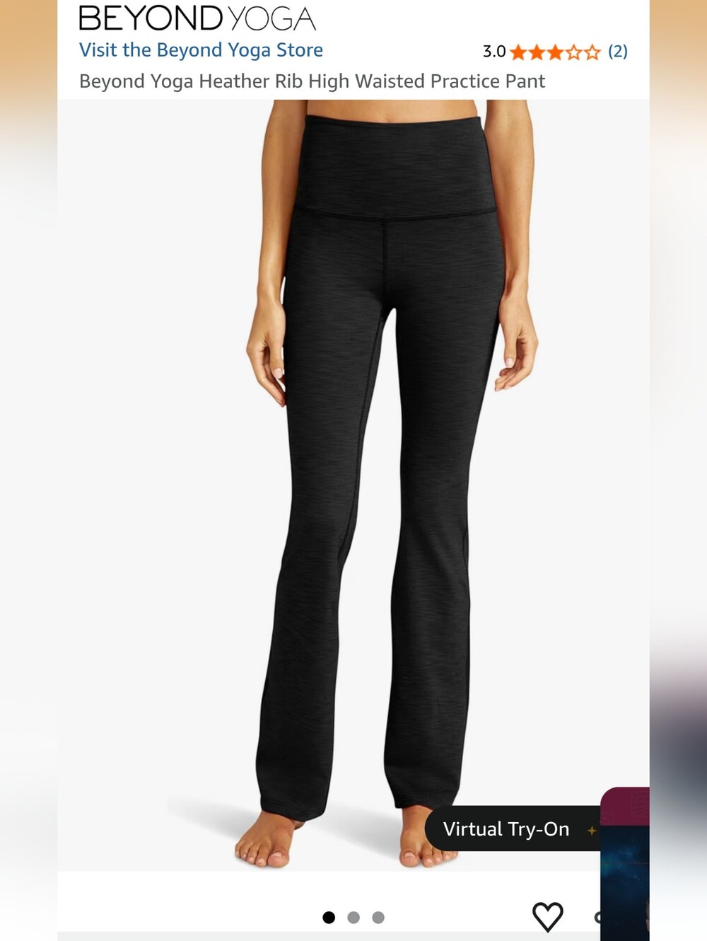 Beyond Yoga Black Heather Rib High-Waisted Flare Pants